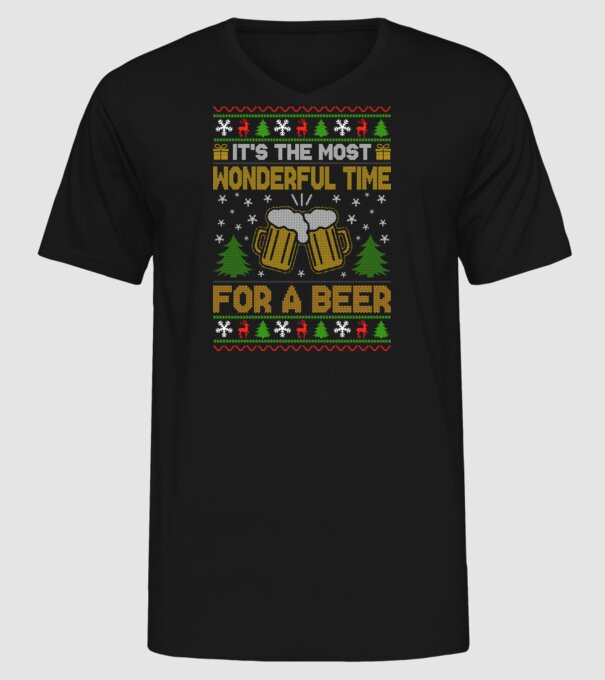 Wonderful time for a beer model negru pe tricou