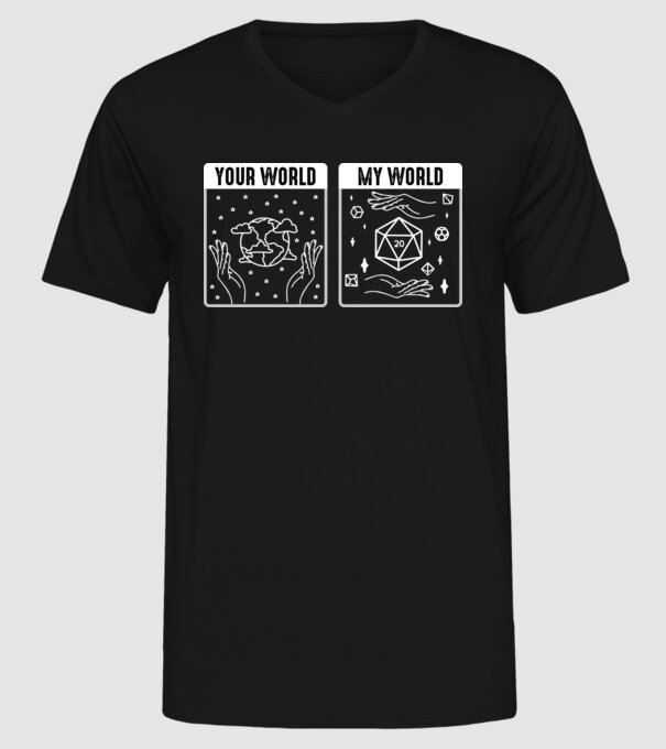 Your World My World model negru pe tricou