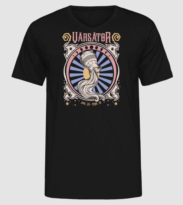 Zodiac Vintage VĂRSĂTOR model negru pe tricou