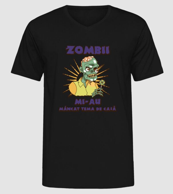 Zombii mi-au mâncat tema de casă model negru pe tricou