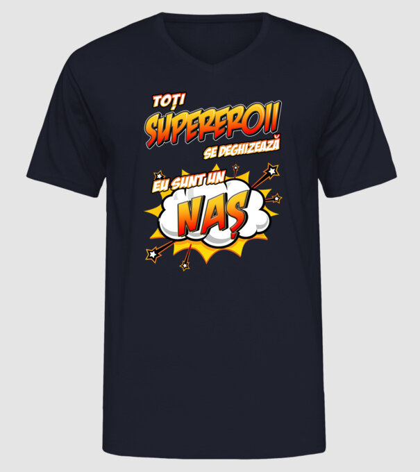 Toți supereroii se deghizează, eu sunt un naș model albastru închis pe tricou