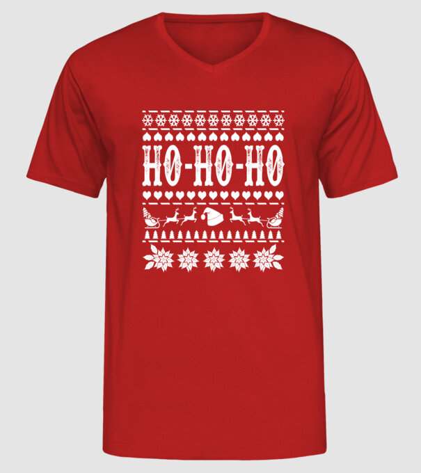 Ugly sweater hohoho model roșu pe tricou
