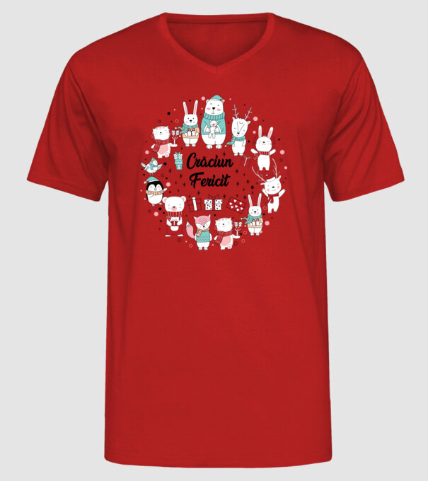 Crăciun Fericit model roșu pe tricou