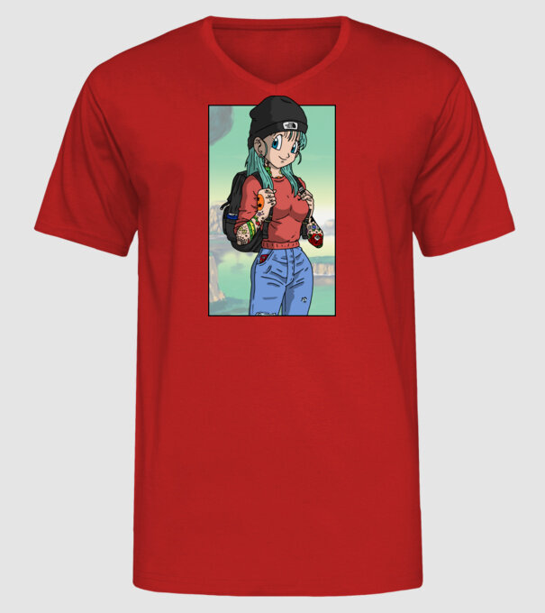 dragon ball bulma model roșu pe tricou