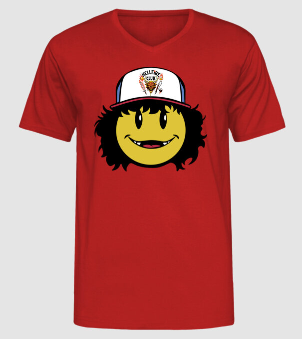 dustinhappyface model roșu pe tricou