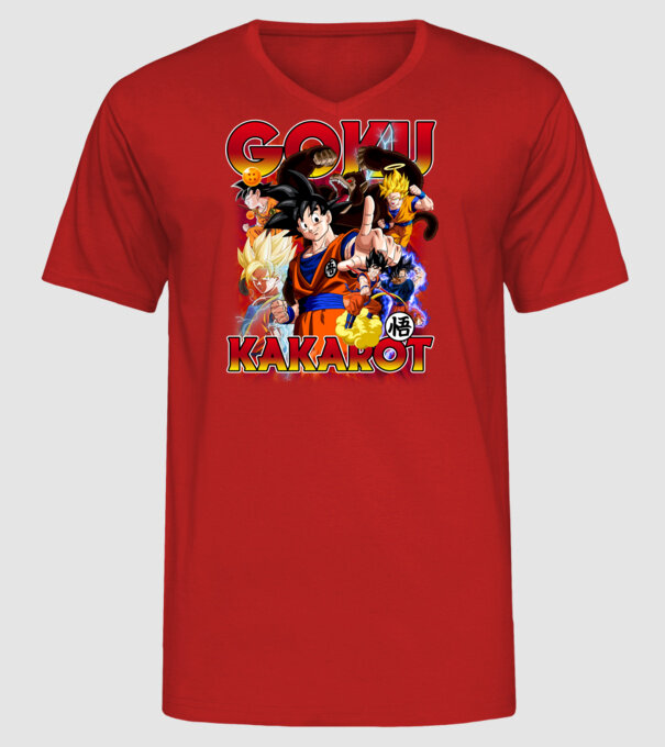 goku dragonball model roșu pe tricou