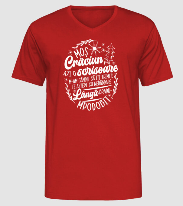 Moş Crăciun model roșu pe tricou