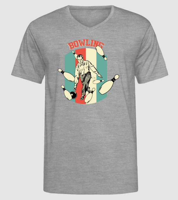 Retro Bowling model gri pe tricou