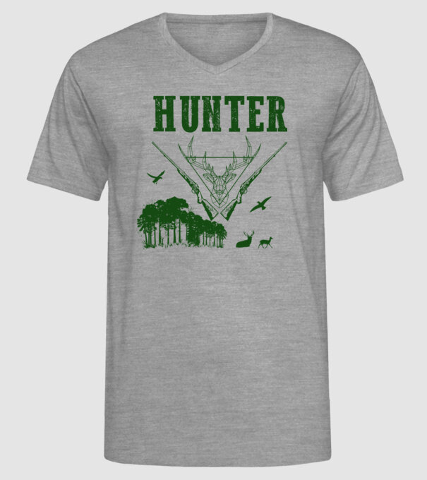 Vânător model gri pe tricou