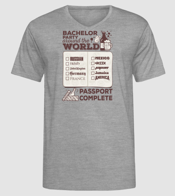 Bachelor Party World tour model gri pe tricou