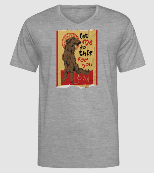 BORZOI retro poster chat noir poster texture model gri pe tricou