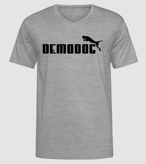 demodog logo black model gri pe tricou