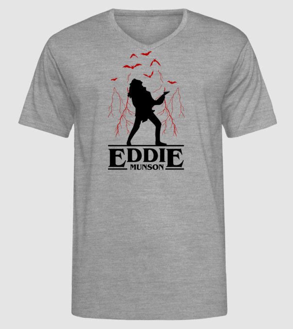 eddie munson stranger things model gri pe tricou
