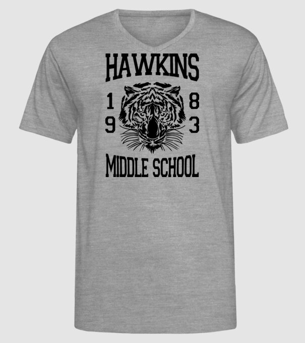 hawkins middle school 83 model gri pe tricou