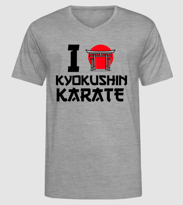I love Kyokushin Karate model gri pe tricou