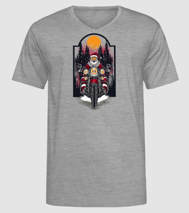 Motor santa model gri pe tricou