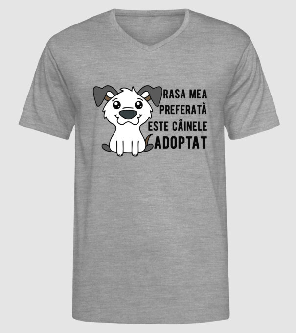 Rasa mea preferată este câinele adoptat model gri pe tricou