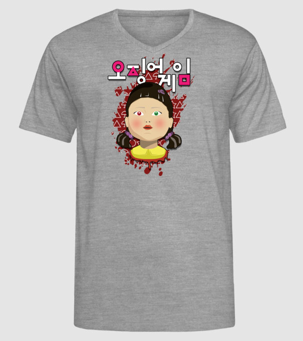 red light green light doll model gri pe tricou