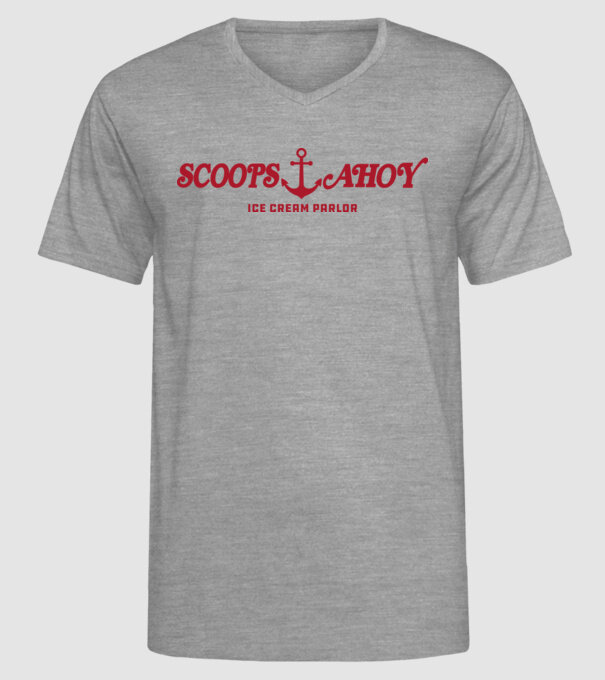 scoops and ahoy stranger things model gri pe tricou