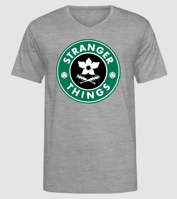 stranger things starbucks model gri pe tricou