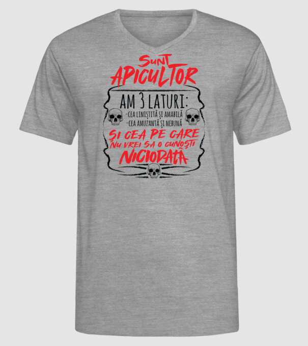 sunt apicultor am 3 laturi model gri pe tricou