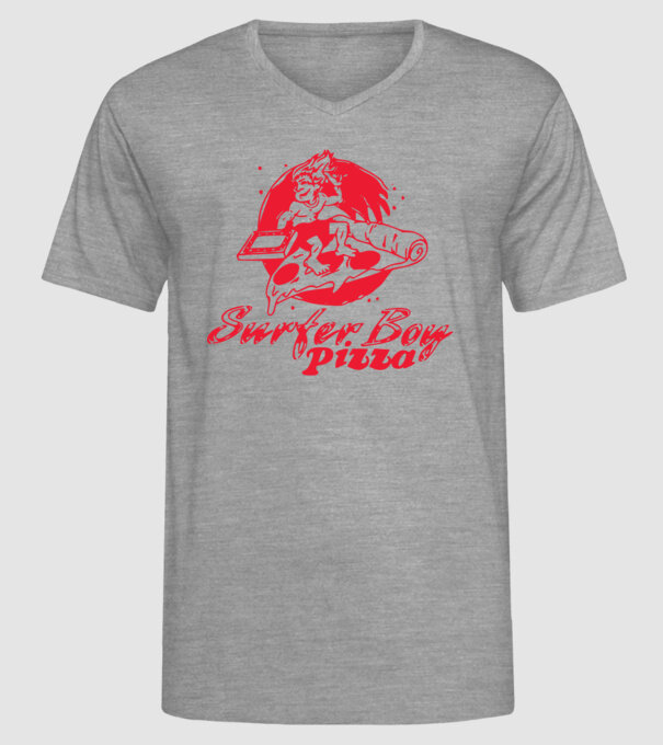 surfer boy pizza stranger things model gri pe tricou
