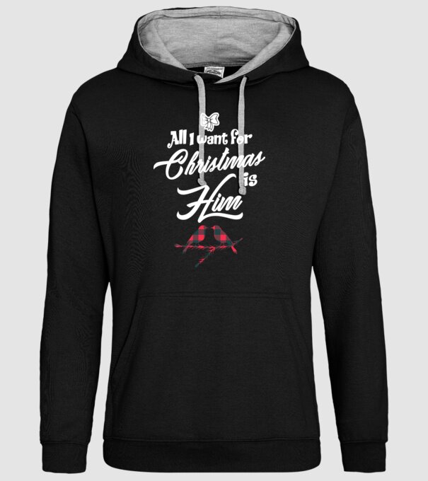 All i want for Christmas is Him model negru pe tricou