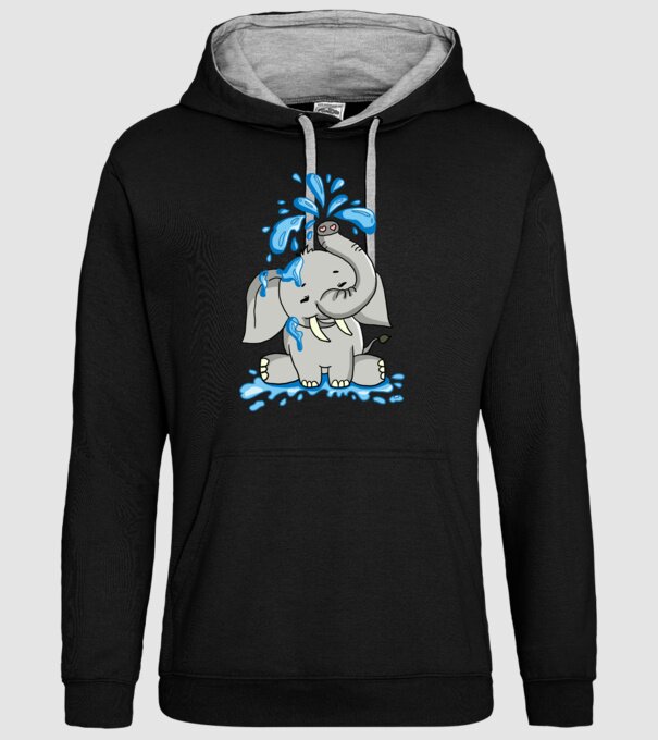boldog elefánt model negru pe tricou