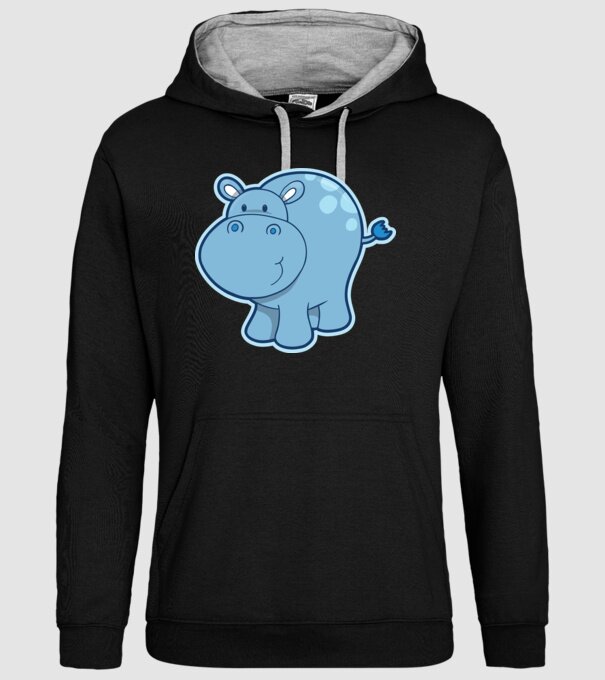 Cartoon hippo model negru pe tricou