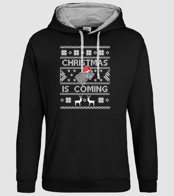 Christmas is Coming ugly sweater Game of Thrones model negru pe tricou