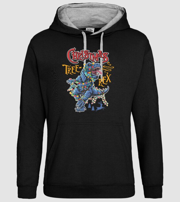 Christmas tree rex model negru pe tricou