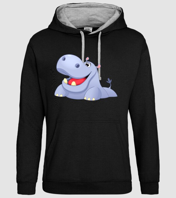 Cute Hippo model negru pe tricou