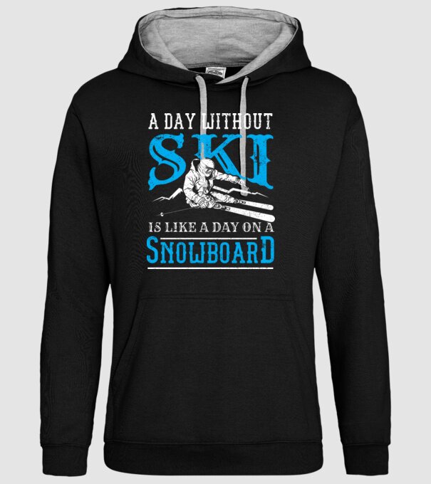 Day without SKI model negru pe tricou