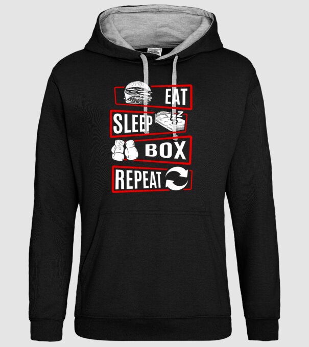 Eat sleep box repeat model negru pe tricou
