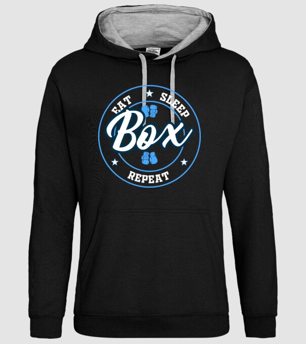eat sleep box repeat model negru pe tricou