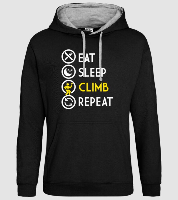 Eat sleep climb model negru pe tricou