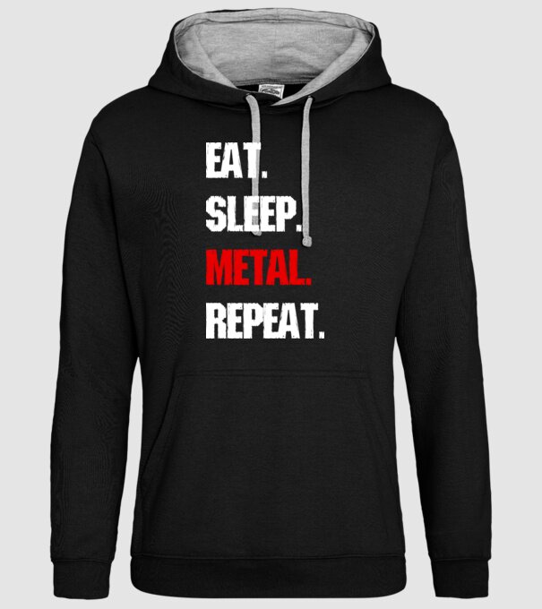 Eat sleep METAL repeat model negru pe tricou
