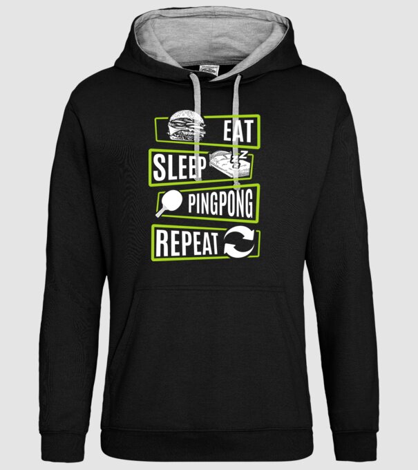Eat sleep PING PONG repeat model negru pe tricou