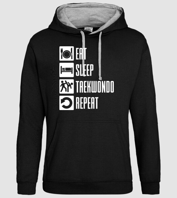 Eat sleep taekwondo model negru pe tricou