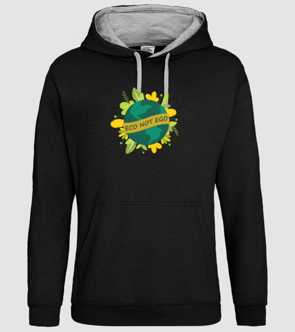 ECO NOT EGO model negru pe tricou
