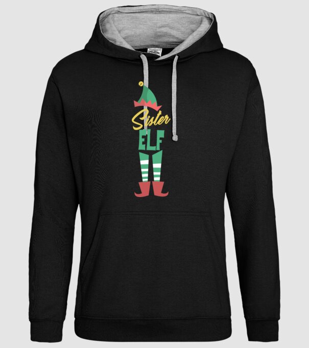 Elf family sister model negru pe tricou
