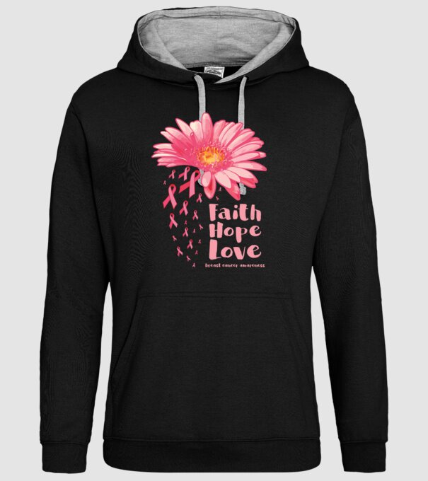 Gerbera faith hope love model negru pe tricou