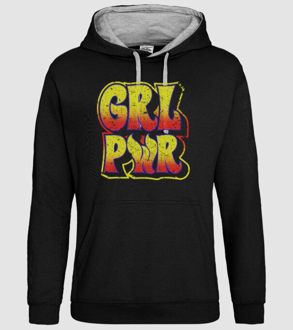 Girl Power retro model negru pe tricou
