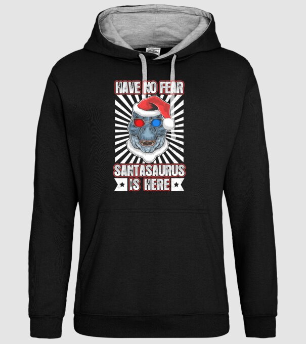 Have no fear Santasaurus is here model negru pe tricou