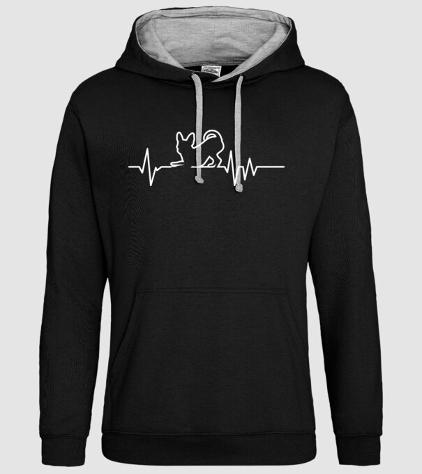 Heartbeat line Chihuahua model negru pe tricou