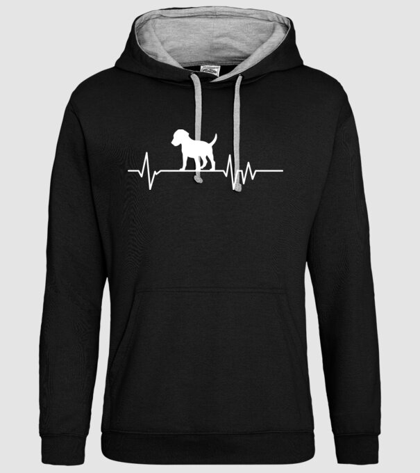 Heartbeat silueta Beagle model negru pe tricou