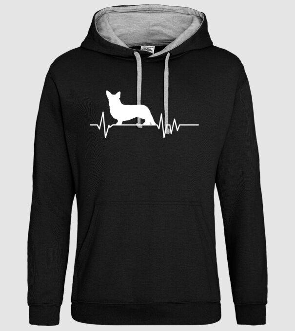 Heartbeat silueta Corgie model negru pe tricou
