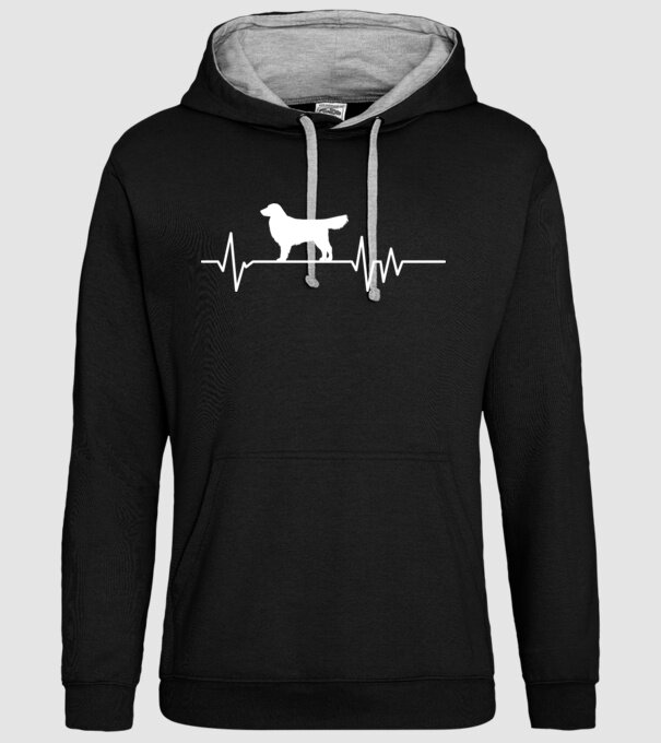 Heartbeat silueta Golden retriever model negru pe tricou