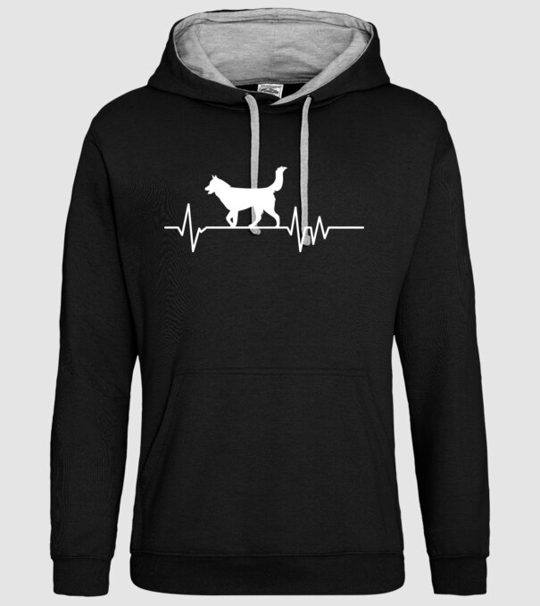 Heartbeat silueta Husky model negru pe tricou