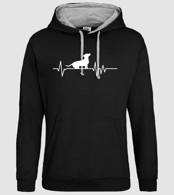 Heartbeat silueta Teckel model negru pe tricou
